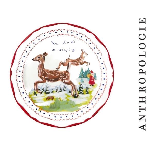 Anthropologie Nathalie Lete Dessert Plate Ten Lords a Leaping NEW